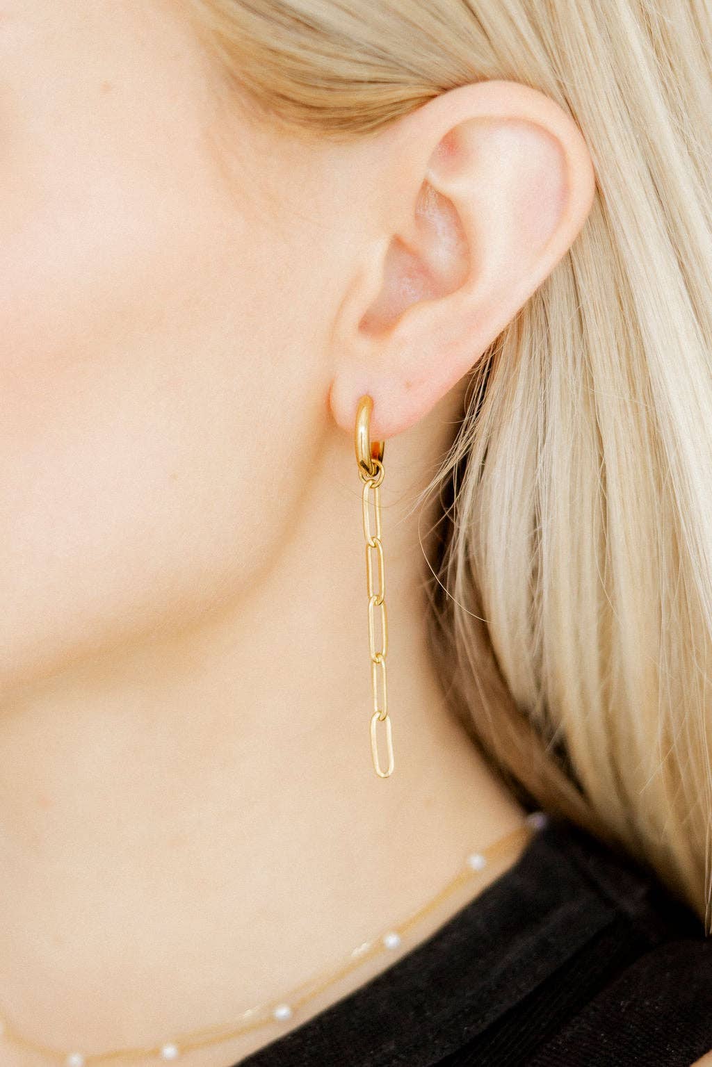 Palmer Paperclip Huggie Charm Earrings