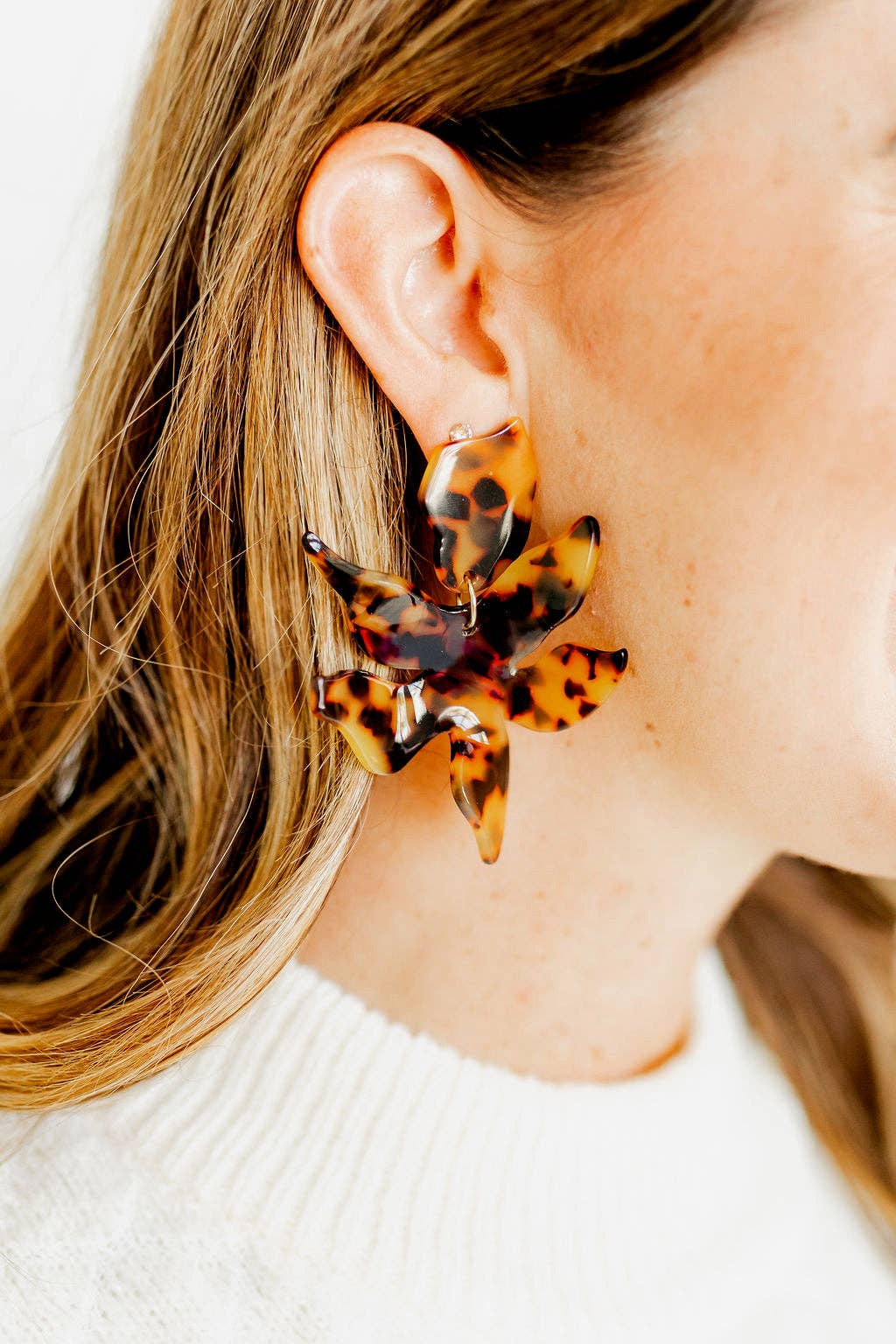 Brown Tortoise- Flora Statement Earrings