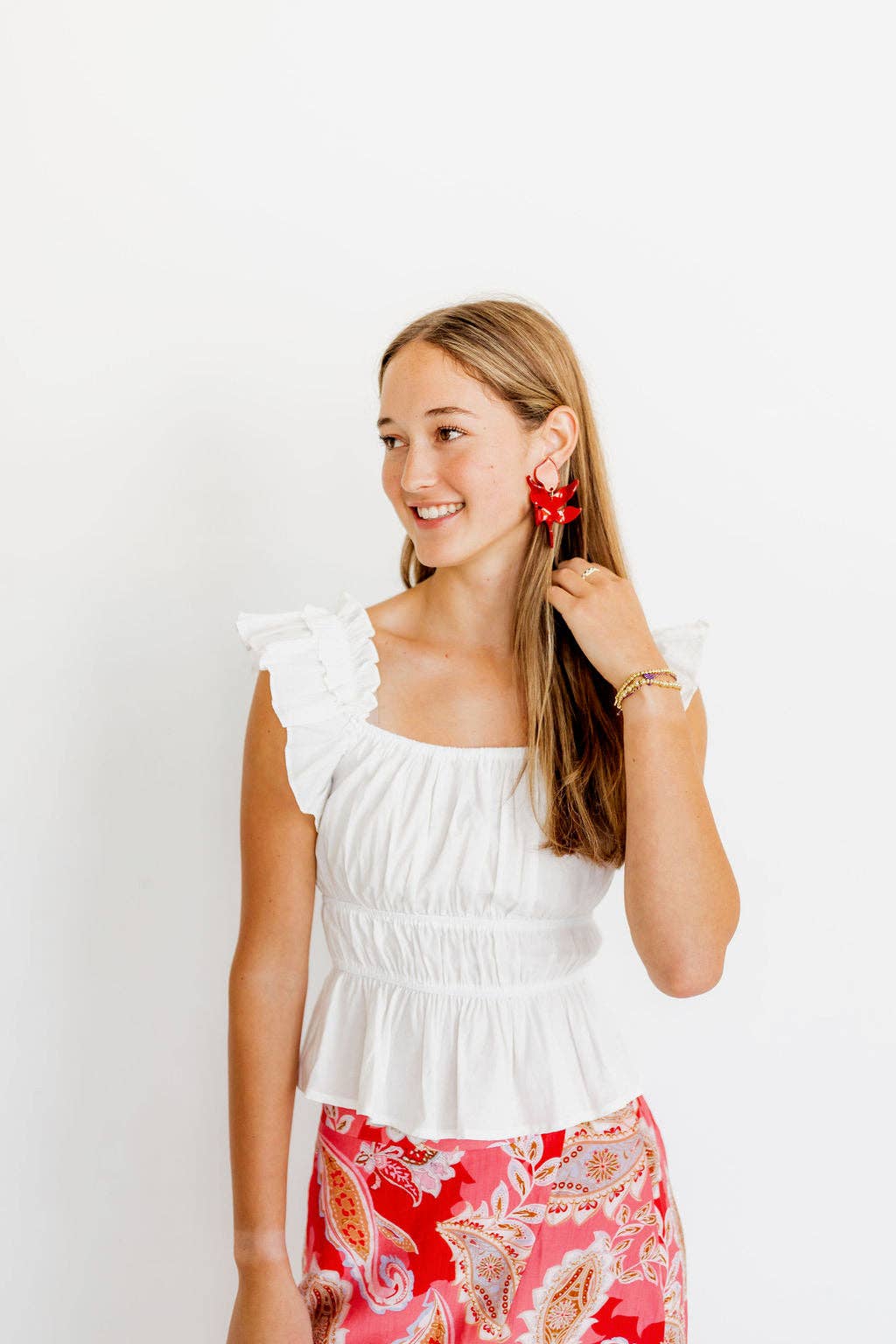 Crimson- Flora Statement Earrings