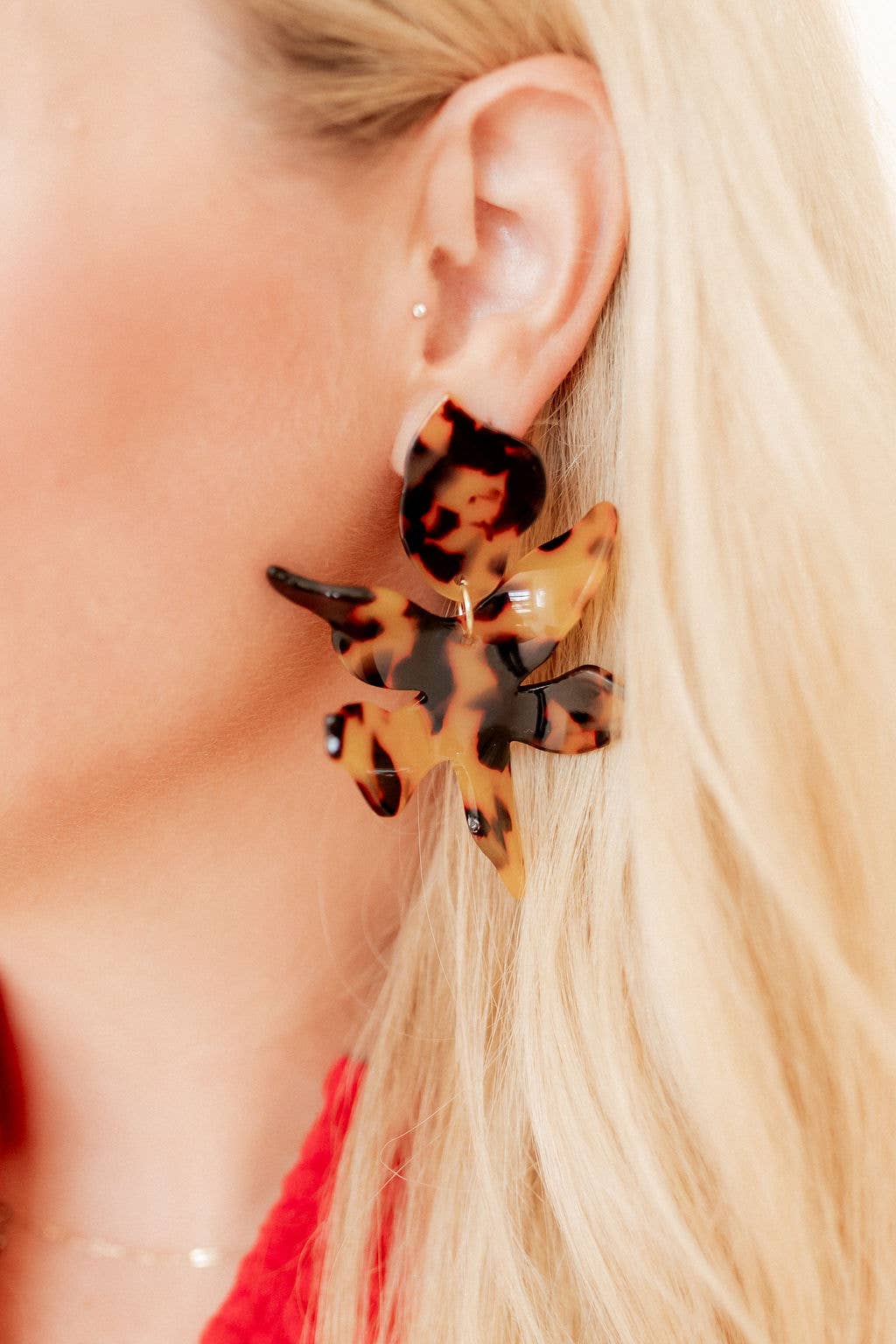 Brown Tortoise- Flora Statement Earrings