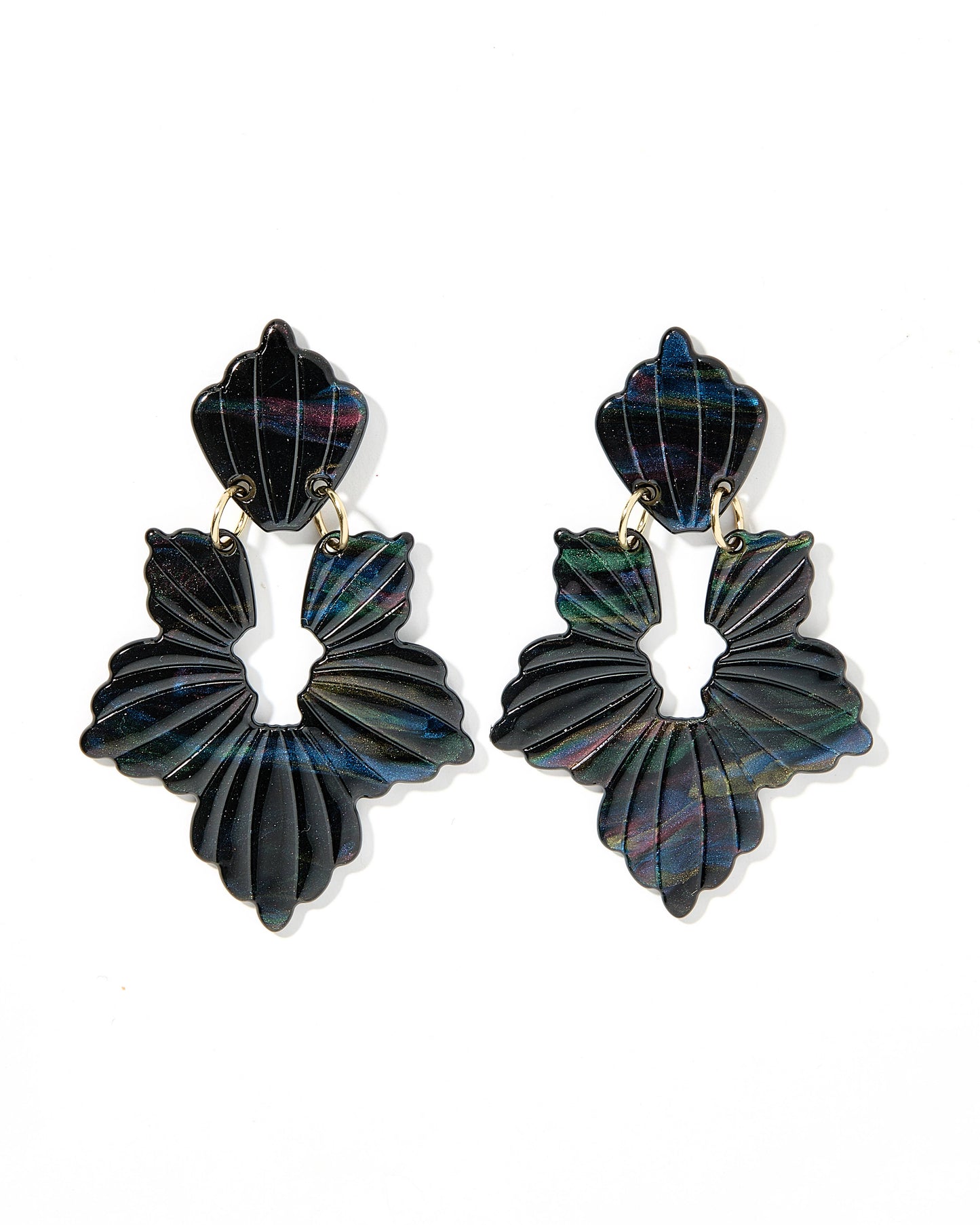 Black Iridescent- Michelle Statement Earrings