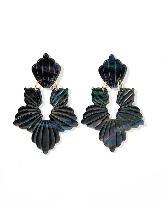 Black Iridescent- Michelle Statement Earrings