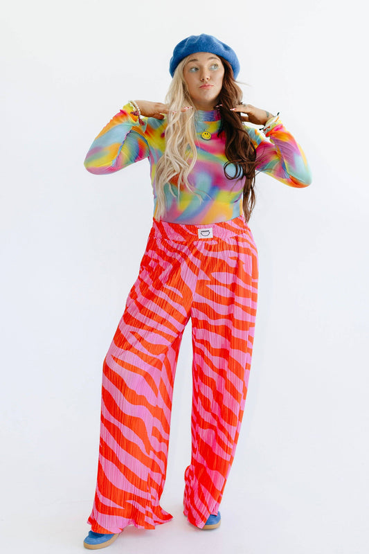 Zebra Plissé Pants (S-3X)