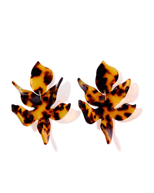 Brown Tortoise- Flora Statement Earrings