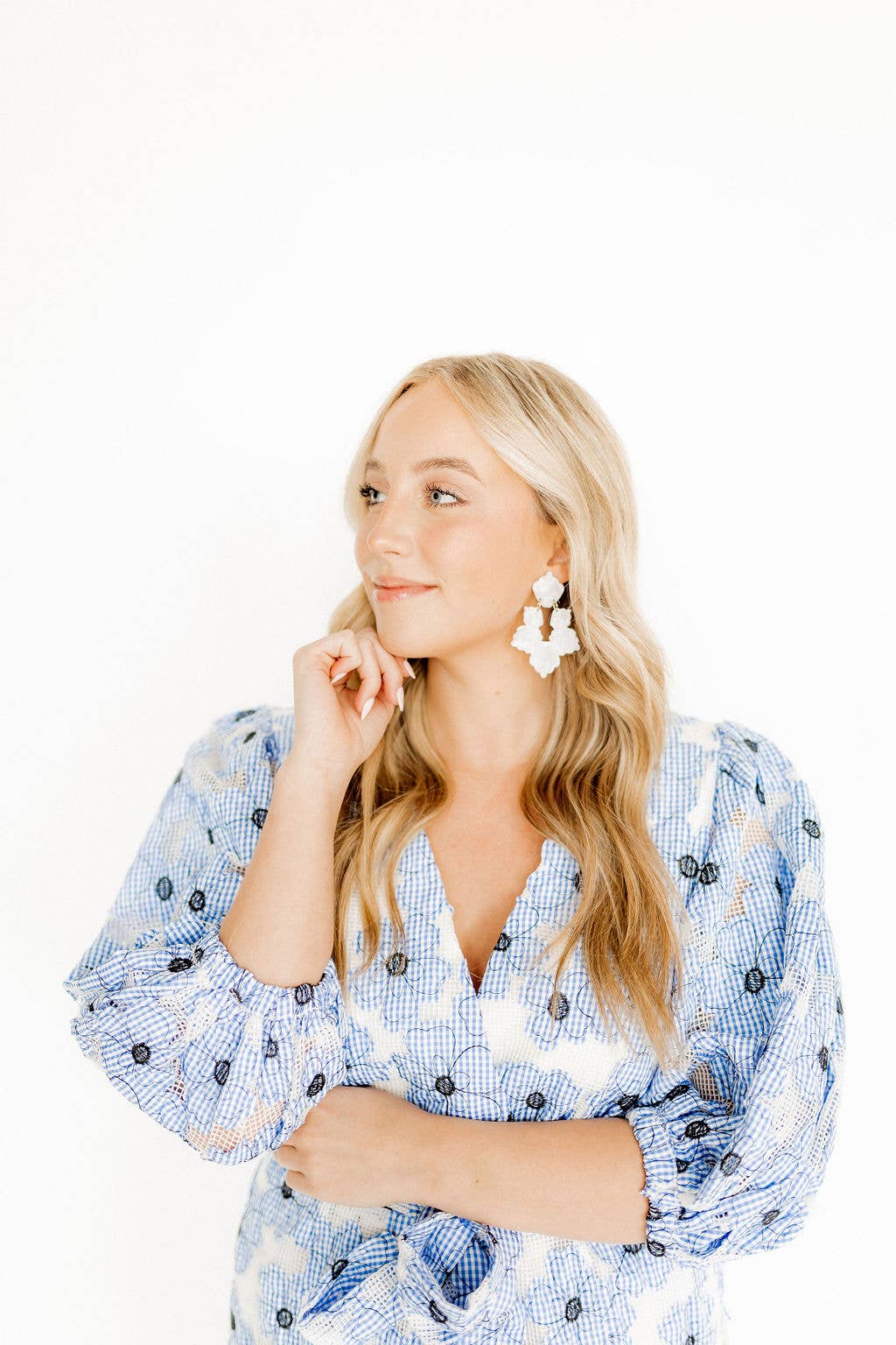 Pearl White- Michelle Statement Earrings