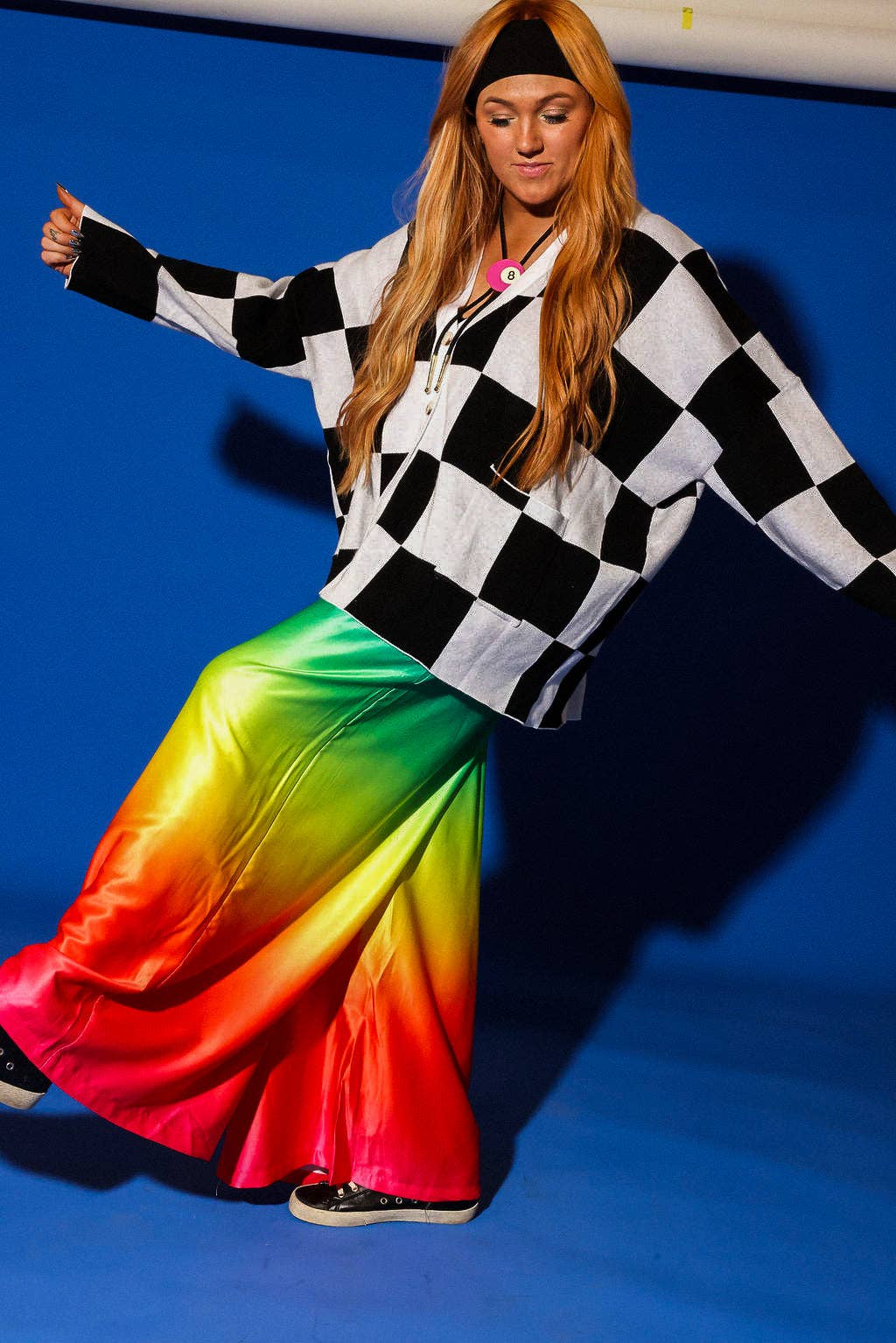 Checkmate Black and White Checkered Oversized Cardigan: (S-3X)