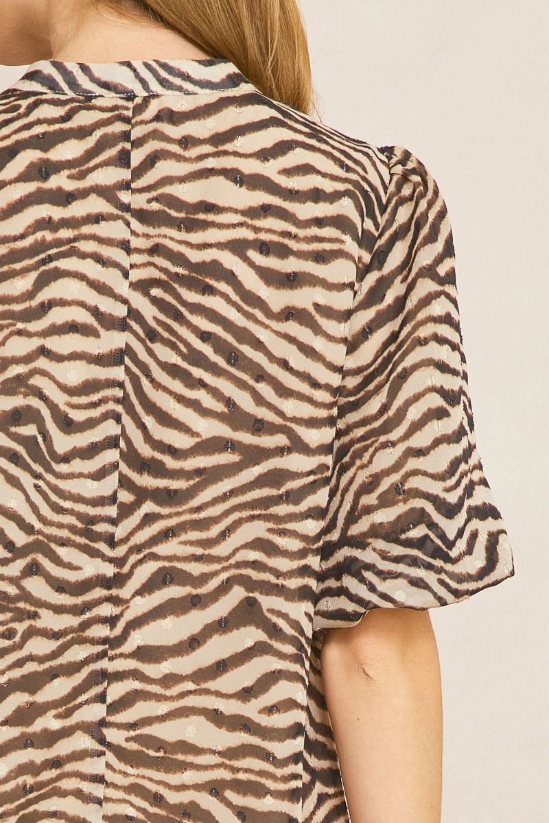Mocha Zebra Blouse (S-L)
