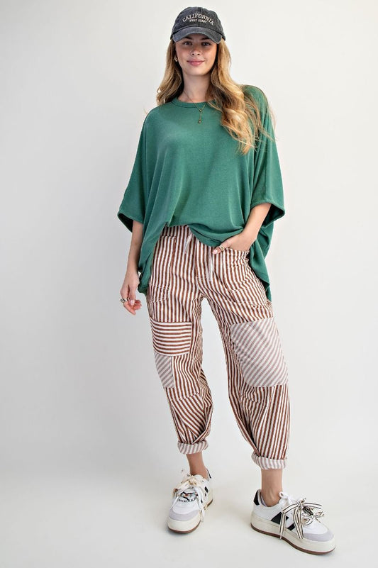 Oversized Dolman Wash Top- Basil (1XL-3XL)