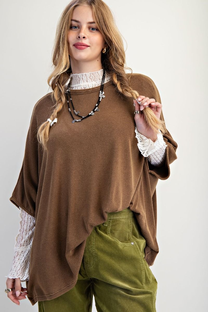 Oversized Dolman Wash Top- Italian Olive (S-3XL)