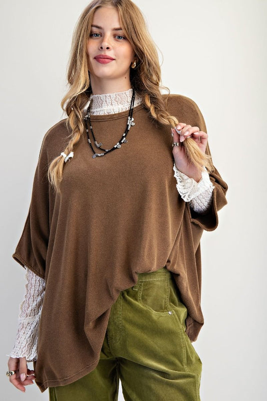 Oversized Dolman Wash Top- Italian Olive (S-3XL)