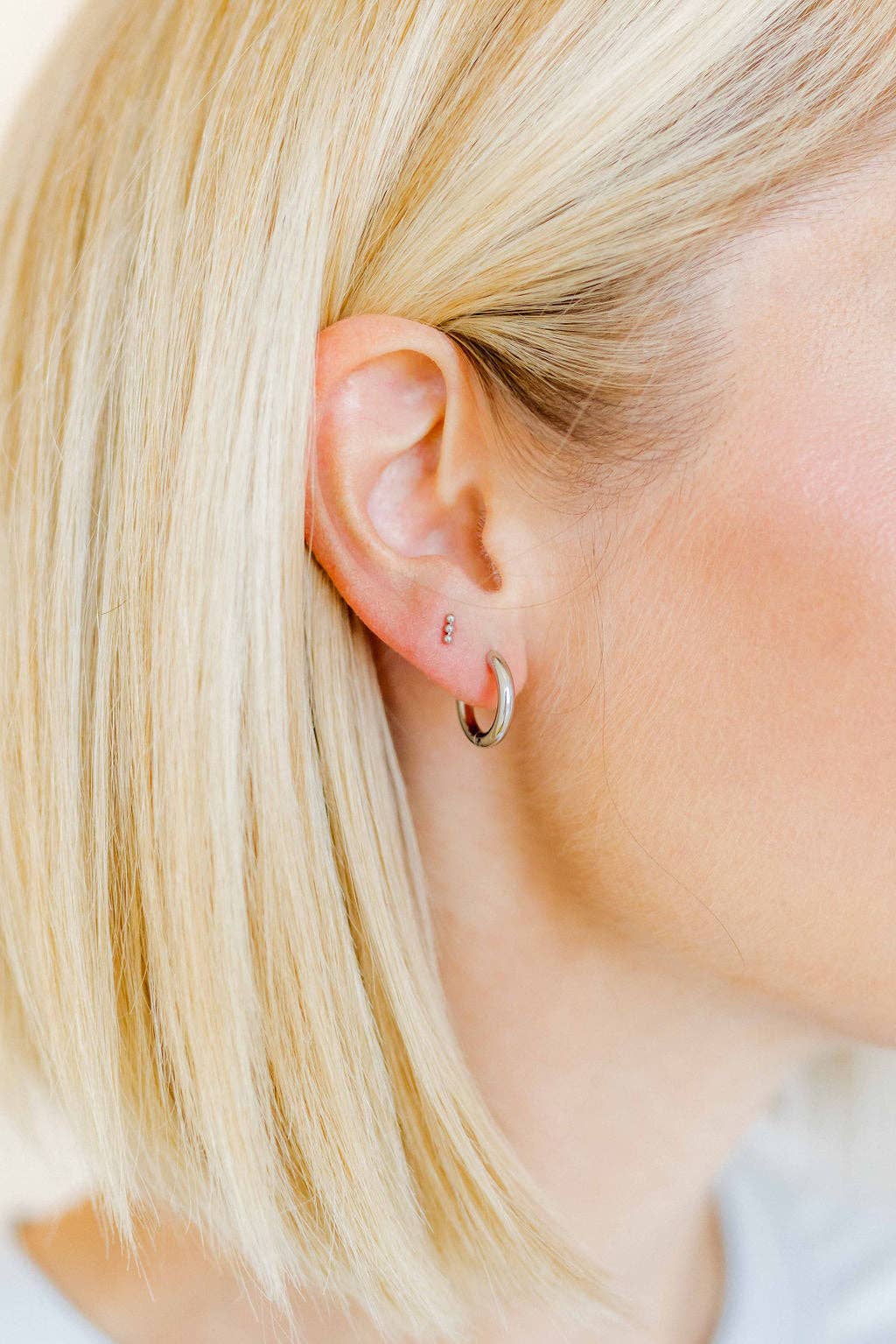 Silver Scarlett Hoop- Huggie Earrings (10mm)
