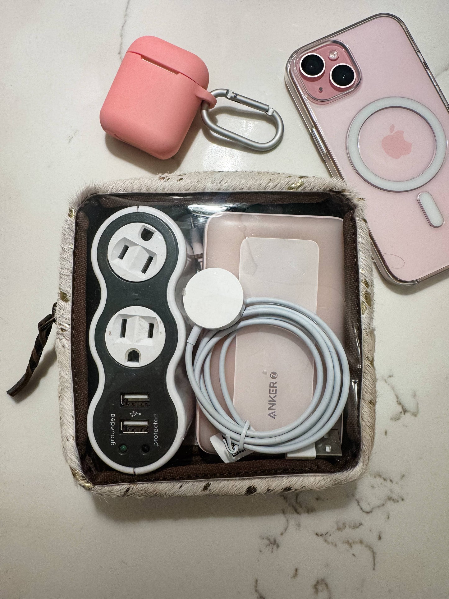 Cowhide Cosmetic Clear Case